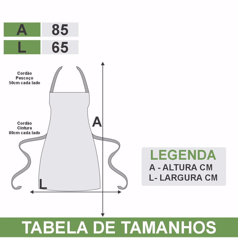 medida do avental
